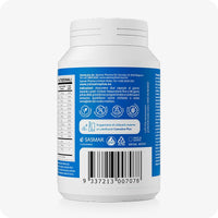 Conceive Plus Men's Fertility Support (IT) supplement bottle rear view showing Italian product information, nutritional values, barcode, usage instructions, and distributor details on a blue and white label.