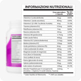 Conceive Plus Women's Combo - Fertility Support + Applicators (IT) featuring a detailed Italian nutritional information label with a white background, listing daily values for 2 capsules including folic acid, vitamin D, B-complex, magnesium, zinc, and a proprietary fertility blend.