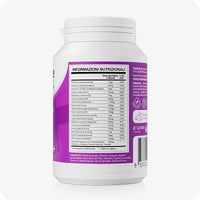 Conceive Plus Women's Combo - Fertility Support + Applicators (IT) featuring nutritional information panel on purple and white fertility supplement bottle, with Italian text listing daily vitamin and mineral values for two capsules, including folic acid, zinc, and iron.