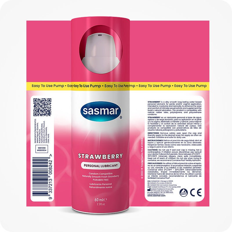 Sasmar Strawberry Flavour Personal Lubricant - Conceive Plus Europe